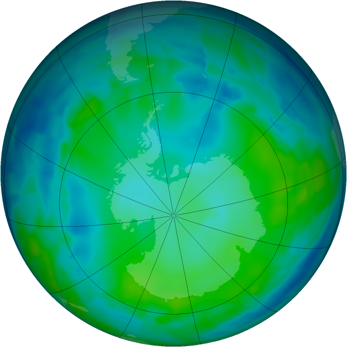 Antarctic ozone map for 20 May 2012